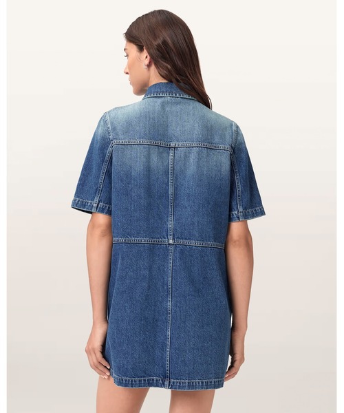 ALLSAINTS(オールセインツ)の「ROCK DENIM MINI DRESS | ROCK デニム ミニ ドレス・ワンピース(シャツワンピース・レディース・インディゴブルー・10/6/4/8)」の4枚目の写真