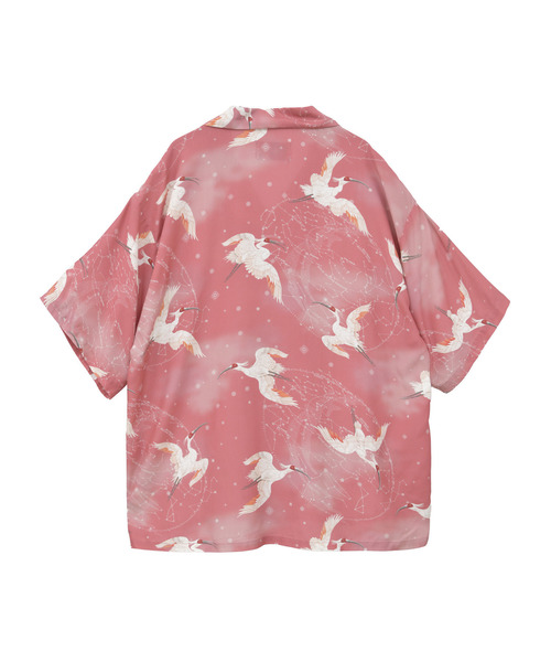 NIPOALOHA（ニポアロハ）の「【NIPOALOHA】"朱鷺-TOKI" SHORT SLEEVE SHIRT（シャツ/ブラウス・レディース・ブラック/レッド・MEDIUM/SMALL）」の3枚目の写真