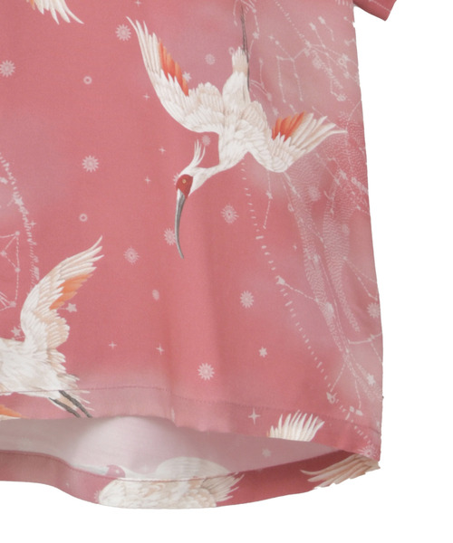 NIPOALOHA（ニポアロハ）の「【NIPOALOHA】"朱鷺-TOKI" SHORT SLEEVE SHIRT（シャツ/ブラウス・レディース・ブラック/レッド・MEDIUM/SMALL）」の6枚目の写真