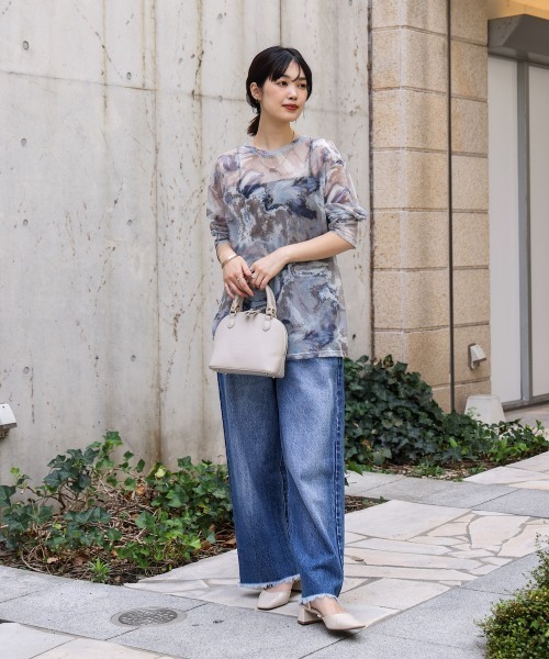 Bou Jeloud(ブージュルード)の「ニュアンス柄シアーインナー(Tシャツ/カットソー・レディース・カーキ/ブルー/ブラック・FREE)」の5枚目の写真