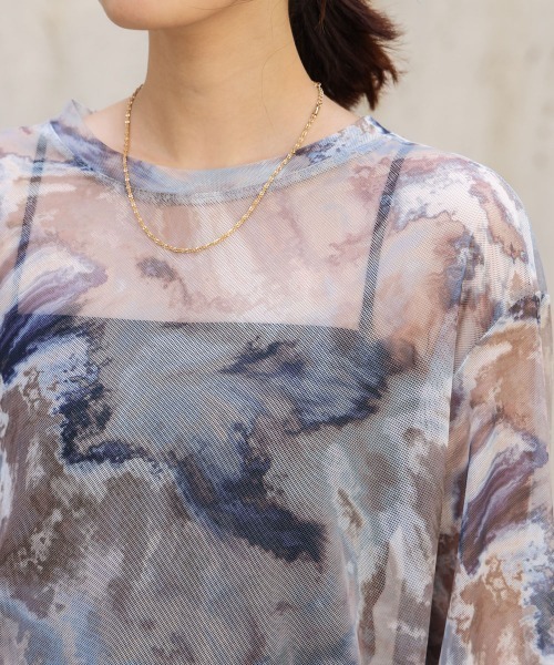 Bou Jeloud(ブージュルード)の「ニュアンス柄シアーインナー(Tシャツ/カットソー・レディース・カーキ/ブルー/ブラック・FREE)」の13枚目の写真