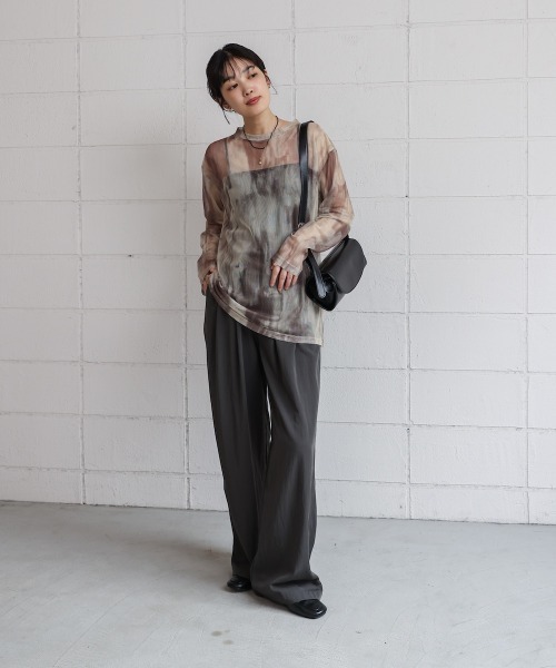 Bou Jeloud(ブージュルード)の「ニュアンス柄シアーインナー(Tシャツ/カットソー・レディース・カーキ/ブルー/ブラック・FREE)」の16枚目の写真