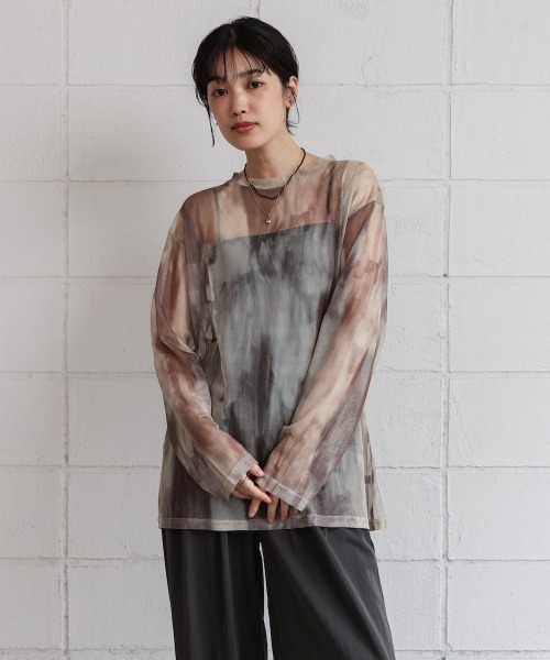 Bou Jeloud(ブージュルード)の「ニュアンス柄シアーインナー(Tシャツ/カットソー・レディース・カーキ/ブルー/ブラック・FREE)」の18枚目の写真