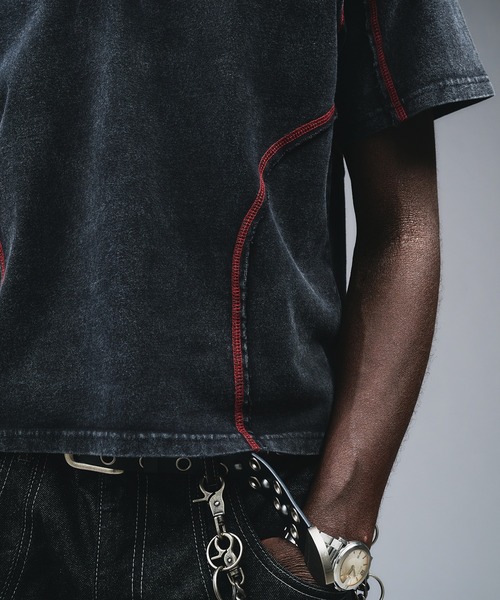 ANDER HUNK（アンダーハンク）の「Metal Button Stitch Design Polo / メタルボタンステッチデザインポロ（ポロシャツ・メンズ・ブラック/グレー・MEDIUM/LARGE）」の14枚目の写真