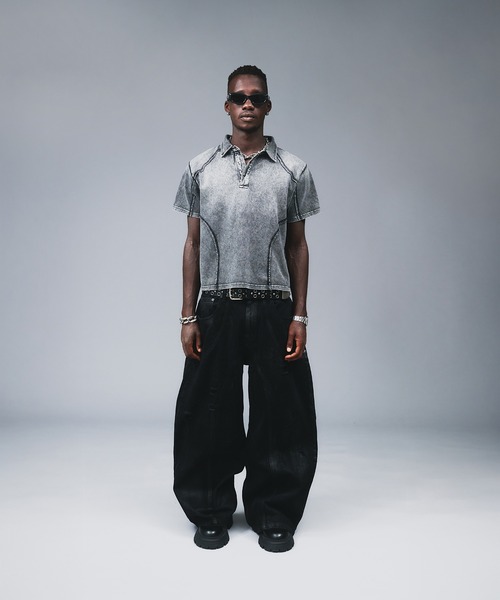 ANDER HUNK（アンダーハンク）の「Metal Button Stitch Design Polo / メタルボタンステッチデザインポロ（ポロシャツ・メンズ・ブラック/グレー・MEDIUM/LARGE）」の20枚目の写真