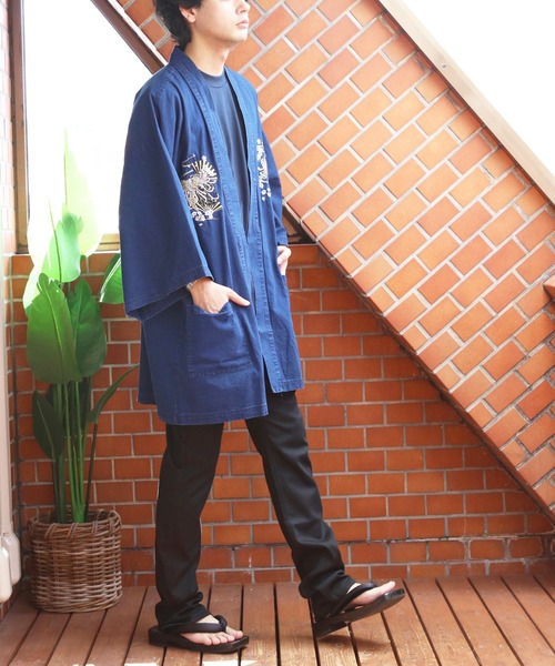 8(eight)(エイト)の「和柄刺繍デニム法被(浴衣・メンズ・ブラック/ネイビー/ブルー・FREE)」の5枚目の写真