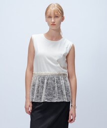 cloenc | 【マシンウォッシュ】レースペプラムカットソー(Tシャツ/カットソー)