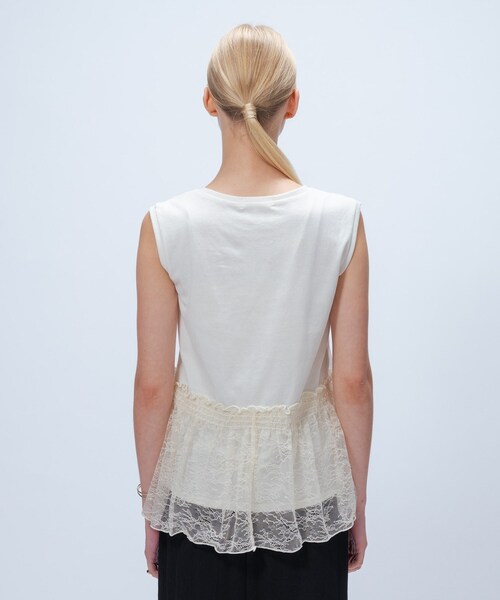 cloenc(クロエンス)の「【マシンウォッシュ】レースペプラムカットソー(Tシャツ/カットソー・レディース・オフホワイト/ブラック・02)」の9枚目の写真