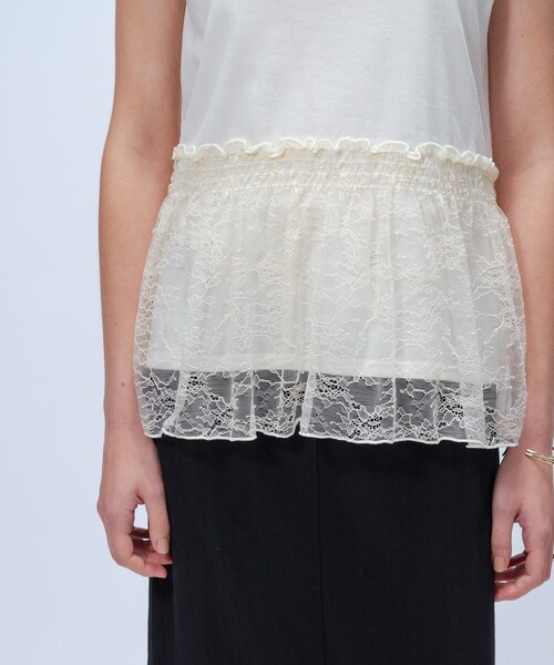 cloenc(クロエンス)の「【マシンウォッシュ】レースペプラムカットソー(Tシャツ/カットソー・レディース・オフホワイト/ブラック・02)」の11枚目の写真