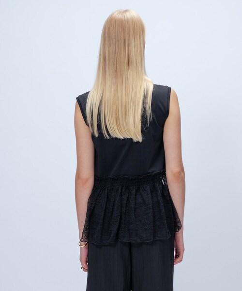 cloenc(クロエンス)の「【マシンウォッシュ】レースペプラムカットソー(Tシャツ/カットソー・レディース・オフホワイト/ブラック・02)」の16枚目の写真