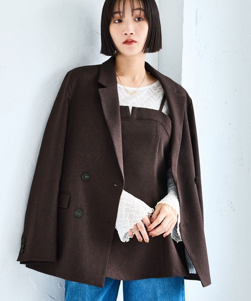 VIS(ビス)の「【美easy】ウーリッシュチュニック丈ビスチェ【セットアップ対応/洗える】(キャミソール・レディース・ダークブラウン/ベージュ系その他2/ブラック/グレー・FREE)」の3枚目の写真