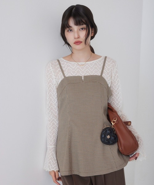 VIS(ビス)の「【美easy】ウーリッシュチュニック丈ビスチェ【セットアップ対応/洗える】(キャミソール・レディース・ダークブラウン/ベージュ系その他2/ブラック/グレー・FREE)」の4枚目の写真