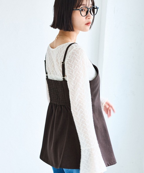 VIS(ビス)の「【美easy】ウーリッシュチュニック丈ビスチェ【セットアップ対応/洗える】(キャミソール・レディース・ダークブラウン/ベージュ系その他2/ブラック/グレー・FREE)」の8枚目の写真