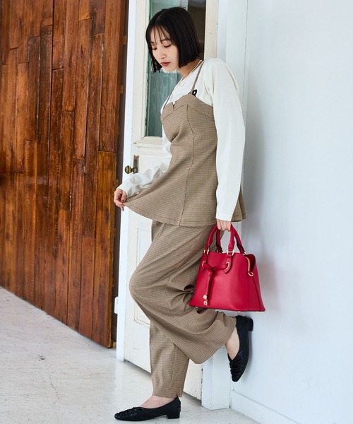 VIS(ビス)の「【美easy】ウーリッシュチュニック丈ビスチェ【セットアップ対応/洗える】(キャミソール・レディース・ダークブラウン/ベージュ系その他2/ブラック/グレー・FREE)」の13枚目の写真