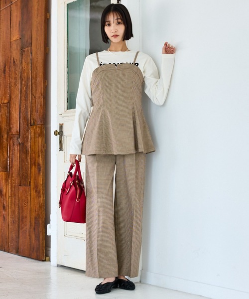 VIS(ビス)の「【美easy】ウーリッシュチュニック丈ビスチェ【セットアップ対応/洗える】(キャミソール・レディース・ダークブラウン/ベージュ系その他2/ブラック/グレー・FREE)」の14枚目の写真