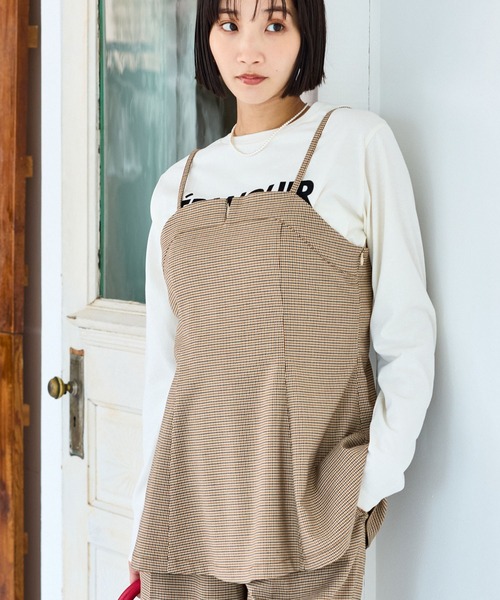 VIS(ビス)の「【美easy】ウーリッシュチュニック丈ビスチェ【セットアップ対応/洗える】(キャミソール・レディース・ダークブラウン/ベージュ系その他2/ブラック/グレー・FREE)」の16枚目の写真