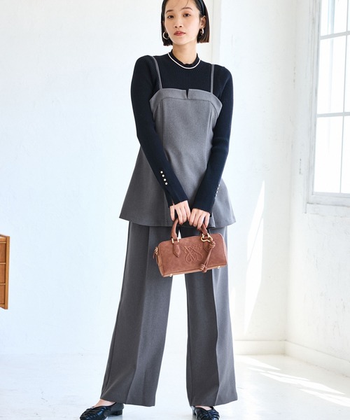 VIS(ビス)の「【美easy】ウーリッシュチュニック丈ビスチェ【セットアップ対応/洗える】(キャミソール・レディース・ダークブラウン/ベージュ系その他2/ブラック/グレー・FREE)」の18枚目の写真