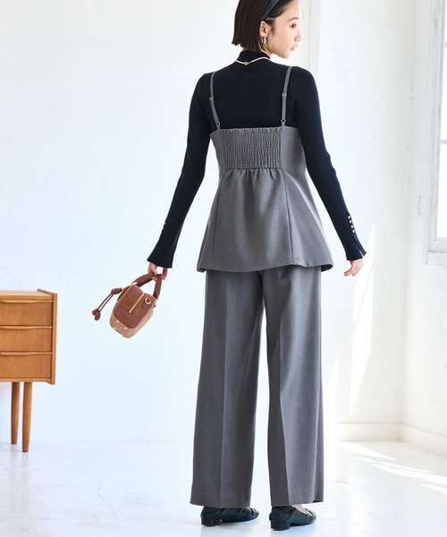 VIS(ビス)の「【美easy】ウーリッシュチュニック丈ビスチェ【セットアップ対応/洗える】(キャミソール・レディース・ダークブラウン/ベージュ系その他2/ブラック/グレー・FREE)」の19枚目の写真