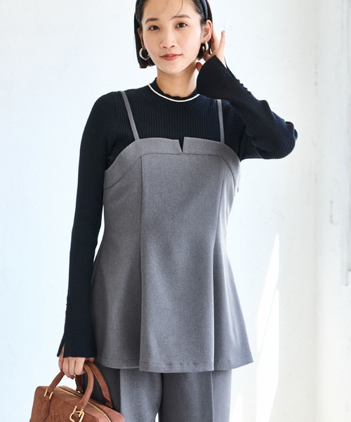 VIS(ビス)の「【美easy】ウーリッシュチュニック丈ビスチェ【セットアップ対応/洗える】(キャミソール・レディース・ダークブラウン/ベージュ系その他2/ブラック/グレー・FREE)」の20枚目の写真