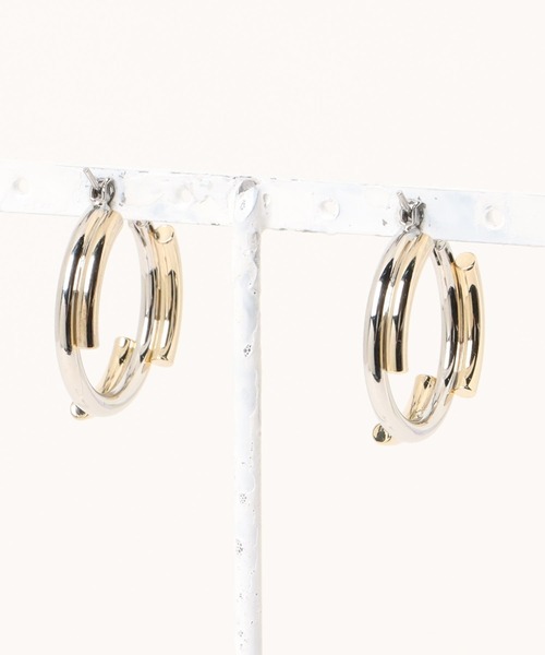 AMERICAN HOLIC（アメリカンホリック）の「コンビメッキデザインフープピアス（ピアス（両耳用）・レディース・シルバー・FREE）」の3枚目の写真