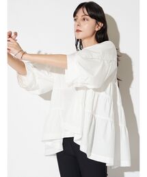 エレンディーク　elendeek フリルブラウス 半袖　トップス　白ブラウス ELENDEEK（エレンディーク）の「フリルフリルブラウス（シャツ