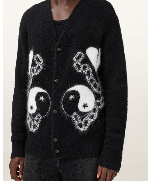 ALLSAINTS(オールセインツ)の「REFLECTION OVERSIZED CARDIGAN | REFLECTION オーバーサイズ カーディガン(カーディガン/ボレロ・メンズ・ブラック×ホワイト・XL/L/M/S/XS)」の2枚目の写真