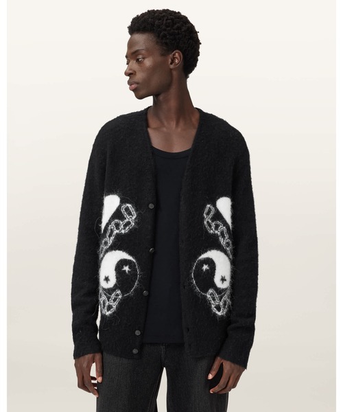 ALLSAINTS(オールセインツ)の「REFLECTION OVERSIZED CARDIGAN | REFLECTION オーバーサイズ カーディガン(カーディガン/ボレロ・メンズ・ブラック×ホワイト・XL/L/M/S/XS)」の4枚目の写真