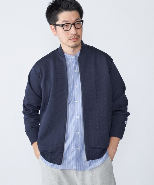 WEB限定】SHIPS: ツイル ダンボール ニット MA-1 ブルゾンジャケット