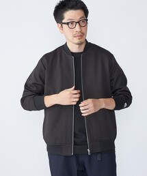 【WEB限定】SHIPS: ツイル ダンボール ニット MA-1 ブルゾンジャケット