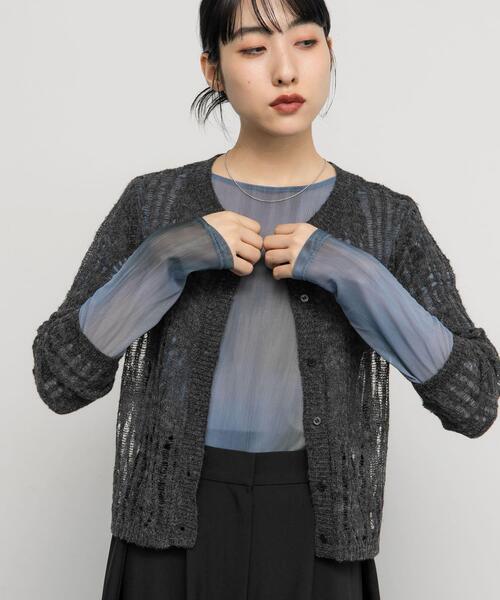 KBF（ケイビーエフ）の「ニットカーディガンSETシアートップス（カーディガン/ボレロ・レディース・ベージュ系その他/チャコールグレー・ONE）」の13枚目の写真