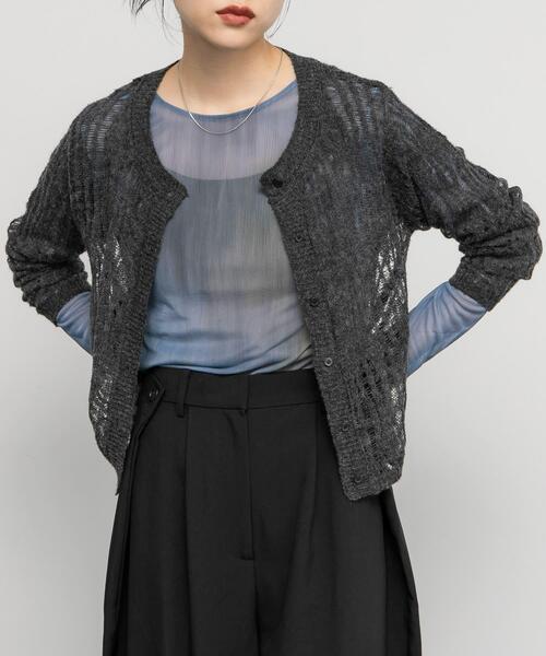 KBF（ケイビーエフ）の「ニットカーディガンSETシアートップス（カーディガン/ボレロ・レディース・ベージュ系その他/チャコールグレー・ONE）」の12枚目の写真