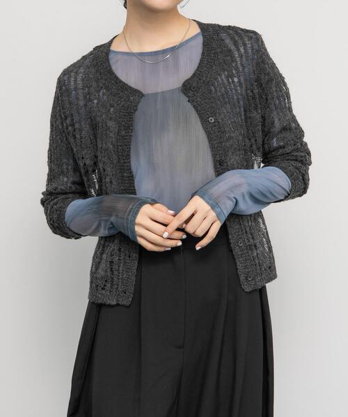 KBF（ケイビーエフ）の「ニットカーディガンSETシアートップス（カーディガン/ボレロ・レディース・ベージュ系その他/チャコールグレー・ONE）」の11枚目の写真