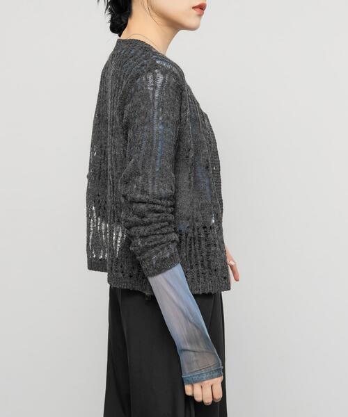 KBF（ケイビーエフ）の「ニットカーディガンSETシアートップス（カーディガン/ボレロ・レディース・ベージュ系その他/チャコールグレー・ONE）」の10枚目の写真