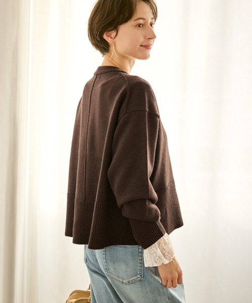ROPE' PICNIC(ロペピクニック)の「【新色追加】着丈が選べるクルーネックサイドスリットニットプルオーバー/イージーケア(ニット/セーター・レディース・ブラック/ライトグレー/レッド/キナリ/ラベンダー/ホワイト系その他5/ブルー/ダークブラウン・M/TM)」の6枚目の写真