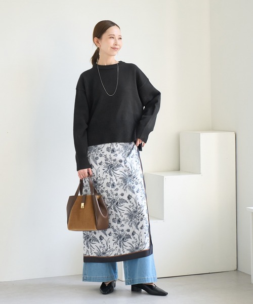 ROPE' PICNIC(ロペピクニック)の「【新色追加】着丈が選べるクルーネックサイドスリットニットプルオーバー/イージーケア(ニット/セーター・レディース・ブラック/ライトグレー/レッド/キナリ/ラベンダー/ホワイト系その他5/ブルー/ダークブラウン・M/TM)」の9枚目の写真