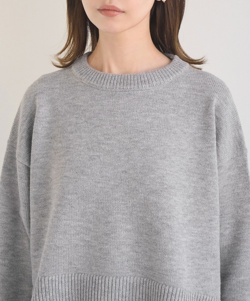 セール】着丈が選べるクルーネックサイドスリットニットプルオーバー