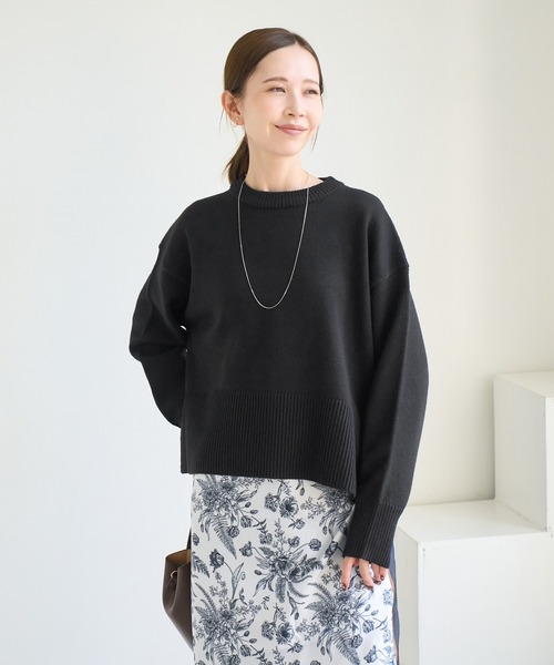 ROPE' PICNIC(ロペピクニック)の「【新色追加】着丈が選べるクルーネックサイドスリットニットプルオーバー/イージーケア(ニット/セーター・レディース・ブラック/ライトグレー/レッド/キナリ/ラベンダー/ホワイト系その他5/ブルー/ダークブラウン・M/TM)」の12枚目の写真