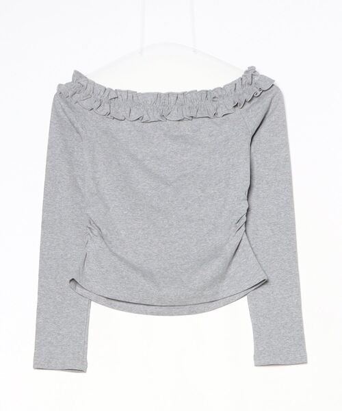 gossip!ロサンゼルス(ゴシップロサンゼルス)の「【Y2Kガーリー】フリルオフショルダーロングスリーブTシャツ(スリムフィット)(Tシャツ/カットソー・レディース・グレー・FREE)」の9枚目の写真
