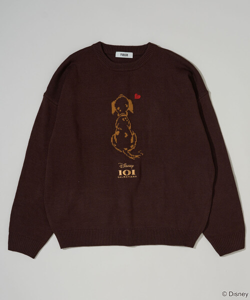 PARIS ロゴ ニットセーター ダークブラウン⭐︎はやし セール】PUBLUX/パブリュクス 別注 101 DALMETIANS HEART KNIT/101匹