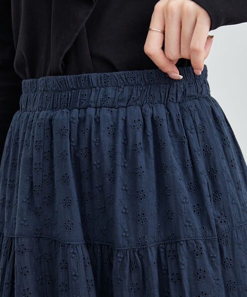 Lace Ladies(レースレディース)の「カットレース フレア ギャザー ロング スカート(スカート・レディース・ネイビー/ホワイト/アイボリー・FREE)」の8枚目の写真