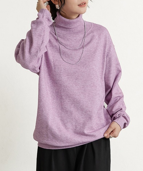 ONEP STAR(ワンピスター)の「カシミヤタッチタートルネックニット(ニット/セーター・レディース・グレー/オフホワイト/ブルー/レモンイエロー/ブラック/ホワイト×ブラック/グレイッシュベージュ/ダークブラウン/ブラウン/ピンク/グリーン/ワインレッド/ベージュ/パープル/オレンジ/ミント/モカ/オートミール/ダークブルー/チョコ/テラコッタ・FREE)」の17枚目の写真