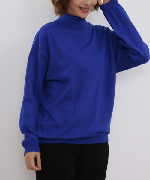 ONEP STAR(ワンピスター)の「カシミヤタッチタートルネックニット(ニット/セーター・レディース・グレー/オフホワイト/ブルー/レモンイエロー/ブラック/ホワイト×ブラック/グレイッシュベージュ/ダークブラウン/ブラウン/ピンク/グリーン/ワインレッド/ベージュ/パープル/オレンジ/ミント/モカ/オートミール/ダークブルー/チョコ/テラコッタ・FREE)」の15枚目の写真