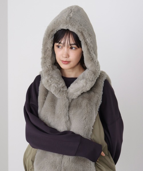 Bou Jeloud（ブージュルード）の「異素材ＭＩＸダウンファーベスト（ベスト・レディース・チャコールグレー/キャメル/グレイッシュベージュ・38）」の9枚目の写真