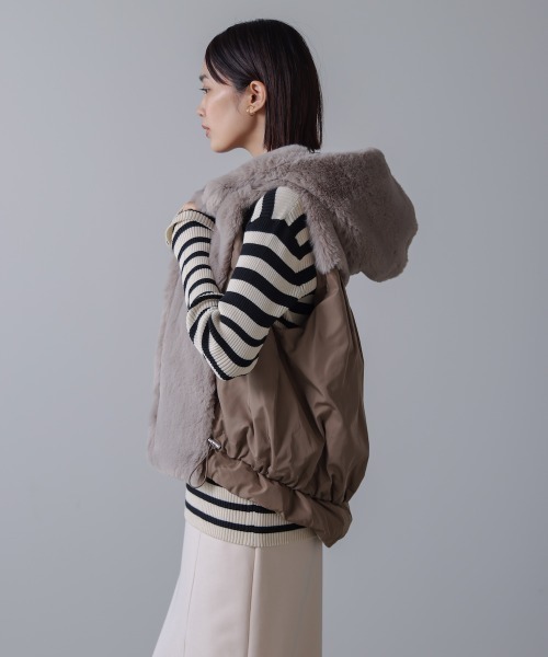 Bou Jeloud（ブージュルード）の「異素材ＭＩＸダウンファーベスト（ベスト・レディース・チャコールグレー/キャメル/グレイッシュベージュ・38）」の16枚目の写真