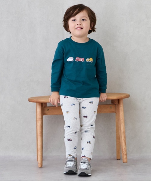 petit main（プティマイン）の「【プティプラ】BOYS10分丈レギンス（レギンス/スパッツ・キッズ・グリーン/ホワイト系その他/ベージュ/ネイビー/エンジ/ストライプ/チャコール/ブルー/トップグレー/ブラック・80ｃｍ/90cm/100cm/110cm/120cm/130cm）」の2枚目の写真