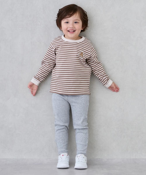 petit main（プティマイン）の「【プティプラ】BOYS10分丈レギンス（レギンス/スパッツ・キッズ・グリーン/ホワイト系その他/ベージュ/ネイビー/エンジ/ストライプ/チャコール/ブルー/トップグレー/ブラック・80ｃｍ/90cm/100cm/110cm/120cm/130cm）」の4枚目の写真