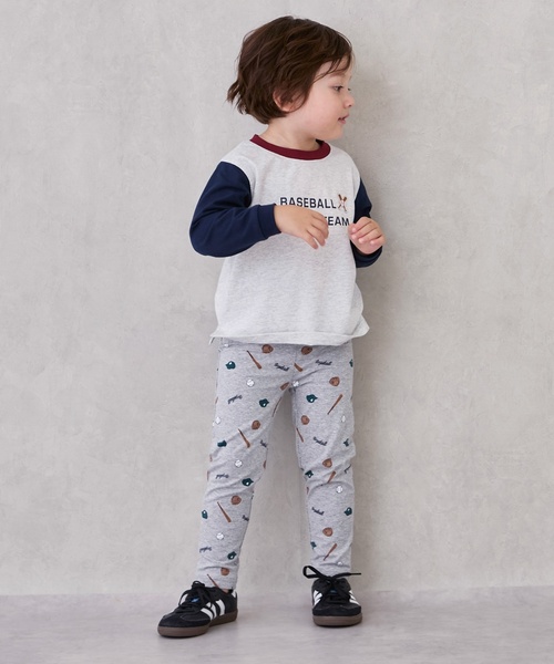 petit main（プティマイン）の「【プティプラ】BOYS10分丈レギンス（レギンス/スパッツ・キッズ・グリーン/ホワイト系その他/ベージュ/ネイビー/エンジ/ストライプ/チャコール/ブルー/トップグレー/ブラック・80ｃｍ/90cm/100cm/110cm/120cm/130cm）」の3枚目の写真