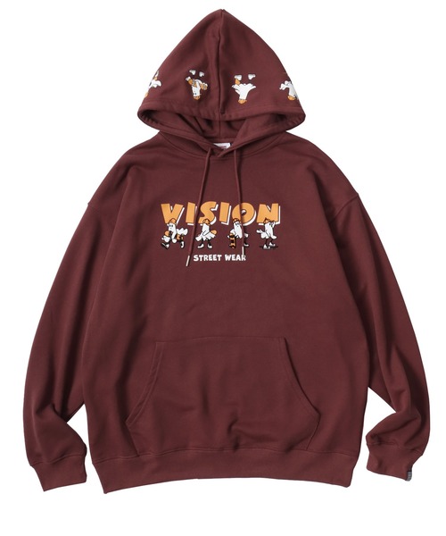 VISION STREET WEAR（ヴィジョンストリートウェア）の「VISION STREET WEAR/ヴィジョンストリートウェア オーバーサイズ 裏毛 ゴーストロゴプリント スウェット パーカー/レディース メンズ（パーカー・メンズ・オフホワイト/チャコールグレー/ワイン・L/M/LL）」の3枚目の写真