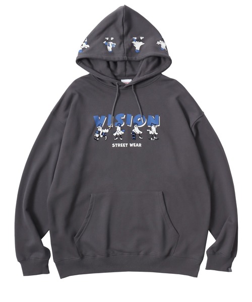 VISION STREET WEAR（ヴィジョンストリートウェア）の「VISION STREET WEAR/ヴィジョンストリートウェア オーバーサイズ 裏毛 ゴーストロゴプリント スウェット パーカー/レディース メンズ（パーカー・メンズ・オフホワイト/チャコールグレー/ワイン・L/M/LL）」の2枚目の写真