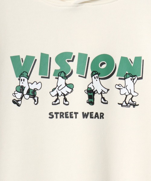 VISION STREET WEAR（ヴィジョンストリートウェア）の「VISION STREET WEAR/ヴィジョンストリートウェア オーバーサイズ 裏毛 ゴーストロゴプリント スウェット パーカー/レディース メンズ（パーカー・メンズ・オフホワイト/チャコールグレー/ワイン・L/M/LL）」の5枚目の写真
